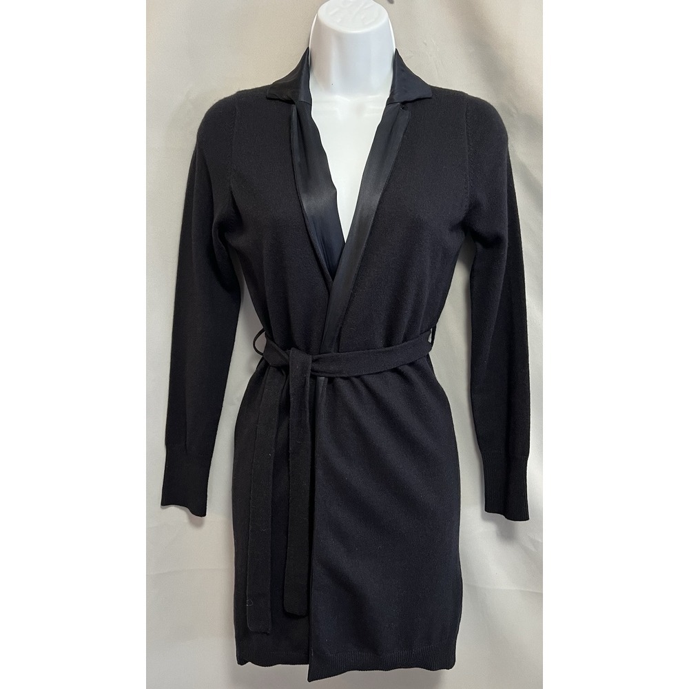 ALPHA Massimo Rebecchi Cardigan Cashmere Wool Silk Sz 38 (XS) Navy Black Women